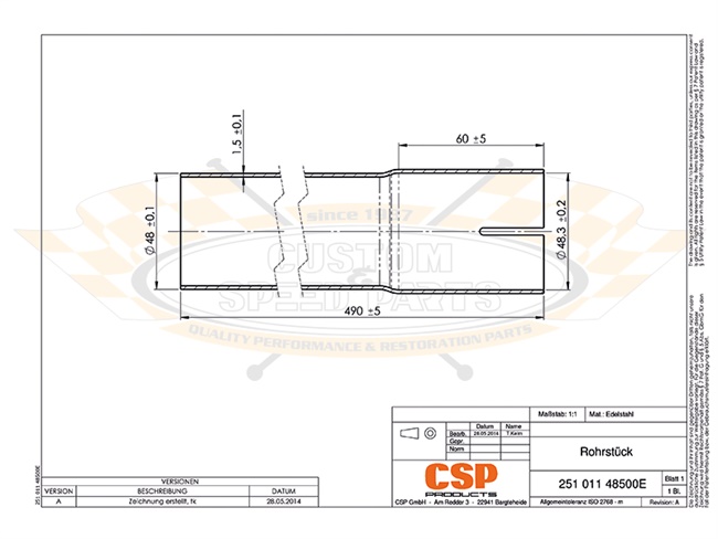 Bild 3 - Rohrst�ck gerade 490mm