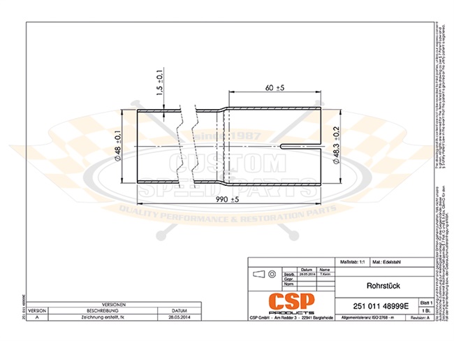 Bild 3 - Rohrst�ck gerade 990mm